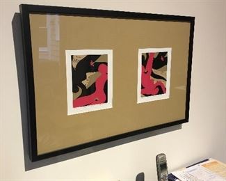 2 signed & numbered prints from the "Passion Moderato" series. Purchased in San Antonio TX. Framed it measures 29" x 19". Each print is 7" x 9". Asking $150 