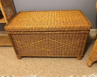 Wicker Blanket Chest / Trunk from Pier 1. Measures 20.5" deep x  36" wide x 20.5" tall. Gently used asking $125