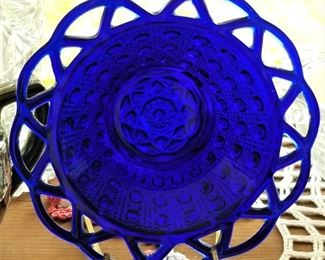 Awesome cobalt open lace bowl