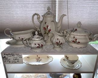 Rosenthal  German China over 150 years old pattern            Moss Rose 64 pieces 12 pc set and Special Set Pieces Tea Pot, Gravy Boat, creamer and sugar bowl, soup tern, 2 platters and vegetable bowl