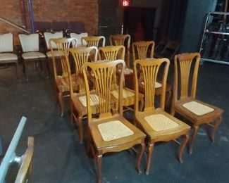 8 - Vintaged oak caned seat chairs