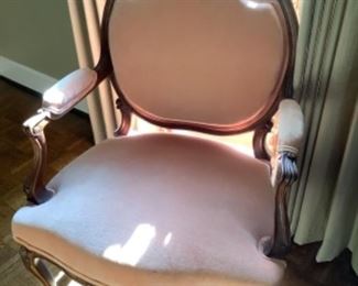 French pink velvet chairs