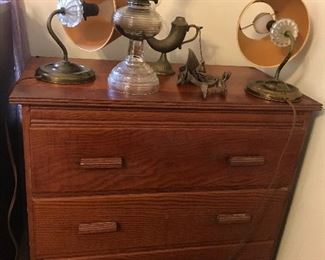 Vintage Chest of Drawers and Vintage Working Lamps
