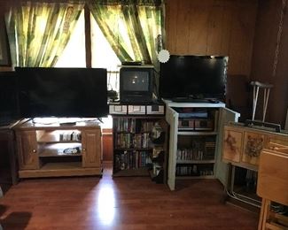 Flat Screen T.Vs, VHS, Cassetts, Vintage TV Trays and DVDs