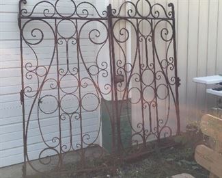 Vintage Cast Iron double doorway gate - each panel approx 6’x3’