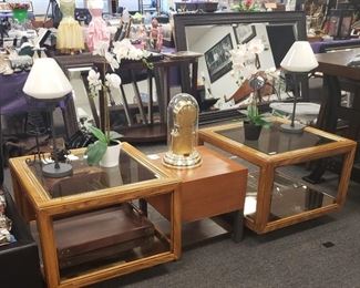 Smoke Glass Pair of End Tables