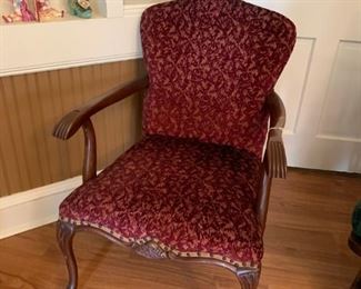 Red floral accent chair 