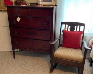 Chest of drawers and rocking chair 
