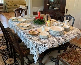 Antique Table with 6 chairs 