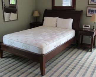 4 piece bedroom set with newer mattress, bed frame, 2 nightstands and chest of drawers