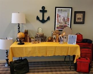 Luggage and travel themed decor