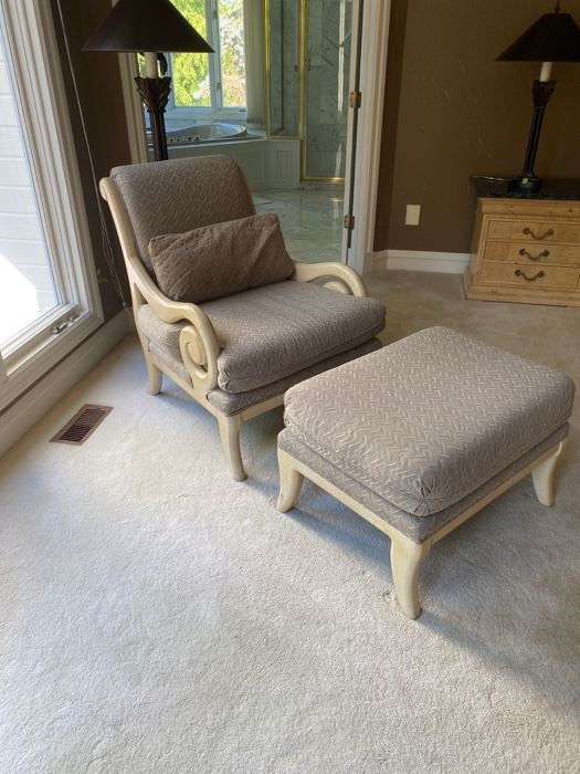 Upholstered Chair and Ottoman