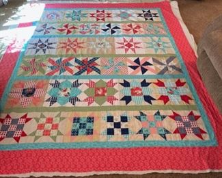 SOLD...........Unfinished Quilt, Top and Bottom Fabric 92" x 76" (M032)
