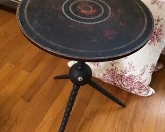 Late 19th century tripod bobbin-turned  side table.