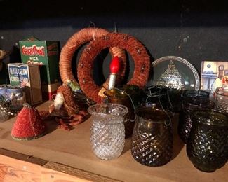 Chenille Santa bell, chenille wreaths, fairy lamps