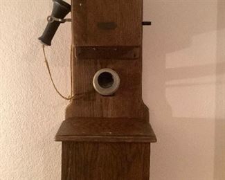 Vintage Montgomery Ward Wood Wall Phone