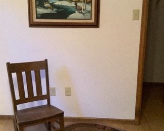Vintage Rocking Chair and Rug