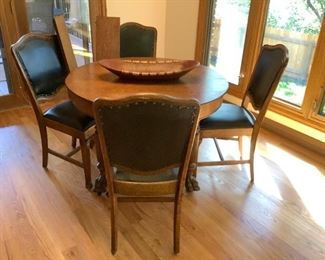 Vintage Wood Table with 4 Chairs