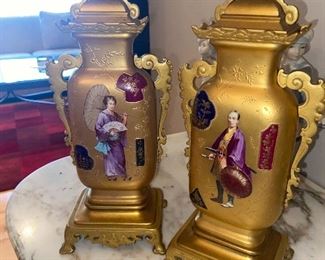 Pair of ornamental urns or garnitures Asian influence $345 pair