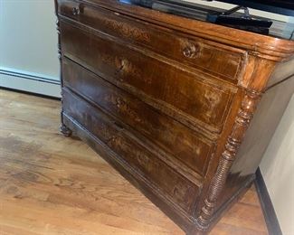 Older Distressed style locking wooden bureau $385