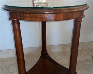 Cute accent table with glass top $100