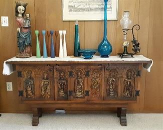 Spanish apostolic carved buffet