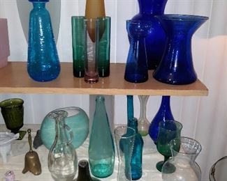 blue glass,  crackle glass