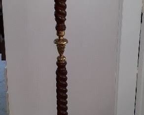 brass & wood coat rack