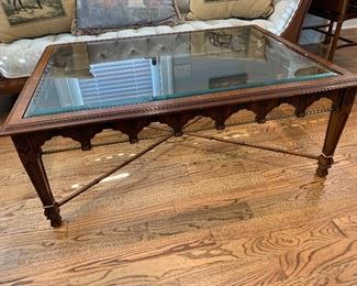 	#4	Coffee table with beveled glass top 48"x18"x36"	SOLD		