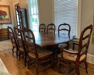 	#8	La Barge hand made in the Philippians dining table with 8 chairs. One solid piece. 95"x47"x30"	 SOLD			