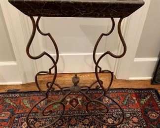 	#72	Marble top with wrought iron base table 19"x13"x35"	SOLD		
