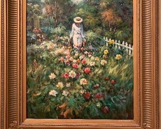 	#81	Original painting. Lady in flower garden. 28"x32"	SOLD		