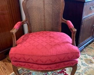 	#95	Century Chair Company made in Hickory, NC upholstered burgundy chair with cane back	 SOLD			