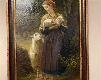 	#129	Lady with sheep large signed art work. 29"x41"	SOLD		