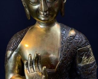 Large Gilded Bronze Seated Buddha on Lotus Base Amazing! buy on StubbsEstates.com