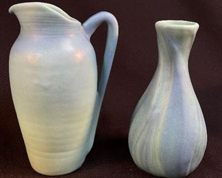 2 Ming Blue Van Briggle pieces Pitcher, Vase - buy on StubbsEstates.com
