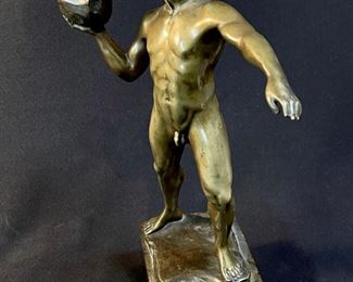Beautiful Greek Style Bronze Male Nude in Action - buy on StubbsEstates.com