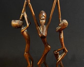 Mid Century Vibe Carved African Dancing Group of 3 - buy on StubbsEstates.com