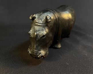Hand Carved Hardwood Hippo - buy on StubbsEstates.com