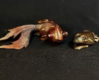 Very Cool Intricately Carved Vintage Koi Fish plus Frog - buy on StubbsEstates.com
