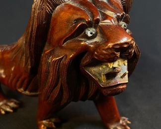 Detail: Very Vintage Tourist Trade Carved Lion Hong Kong 1951 - buy on StubbsEstates.com