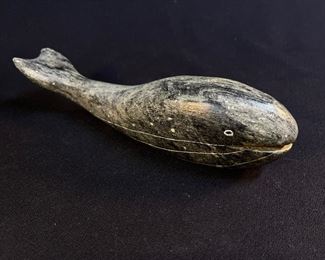 Signed DIMU Inuit Stone Carved Whale Native People work - buy on StubbsEstates.com