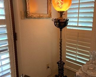 unique cast iron base hurricane globe floor lamp
