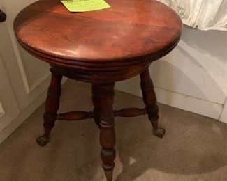 antique piano stool with glass ball feet