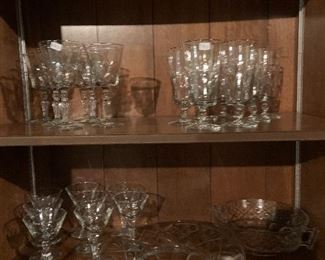 crystal stemware and matching bowls