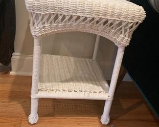 #6	Table	White Plastic Wicker end Table   15 sq x 20	 $ 30.00 																						