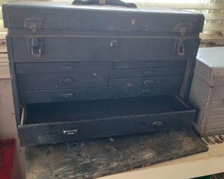 #22	Garage	Vintage Tool Box w/drawers	 $ 35.00 																						