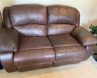 #59	Sofa	Double Recliner Brown Leather Loveseat 66" W	 $ 275.00 																						