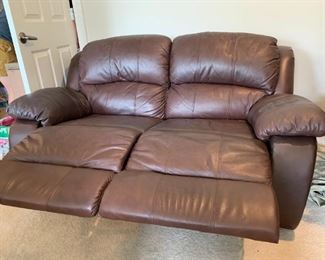 #59	Sofa	Double Recliner Brown Leather Loveseat 66" W	 $ 275.00 																						