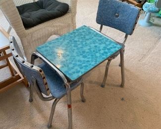 #66	Table	Vintage Metal/Laminate Kids Table w/2 chairs   15x20x16.5	 $ 30.00 																						
